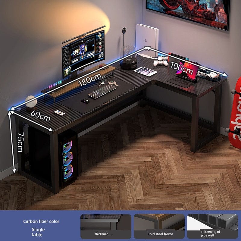 Double Desktop Combination L - Shaped Bookshelf Corner Computer Desk - SHOWLU FASHION STORE