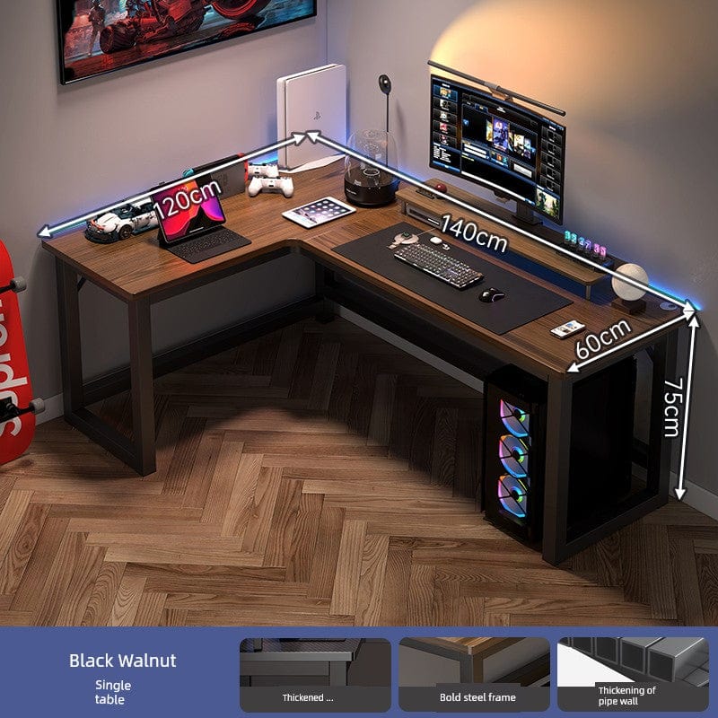 Double Desktop Combination L - Shaped Bookshelf Corner Computer Desk - SHOWLU FASHION STORE