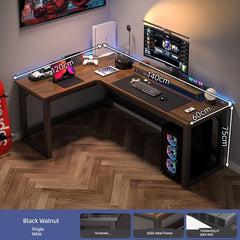 Double Desktop Combination L - Shaped Bookshelf Corner Computer Desk - SHOWLU FASHION STORE