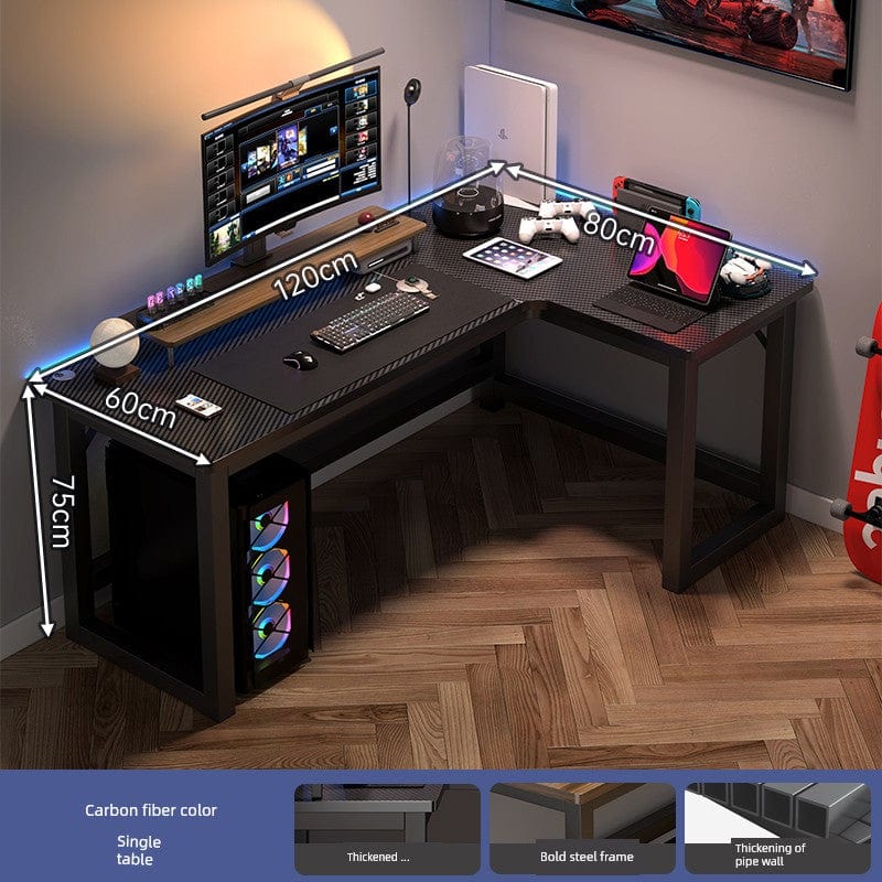 Double Desktop Combination L - Shaped Bookshelf Corner Computer Desk - SHOWLU FASHION STORE