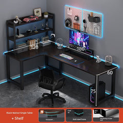 Double Desktop Combination L - Shaped Bookshelf Corner Computer Desk - SHOWLU FASHION STORE