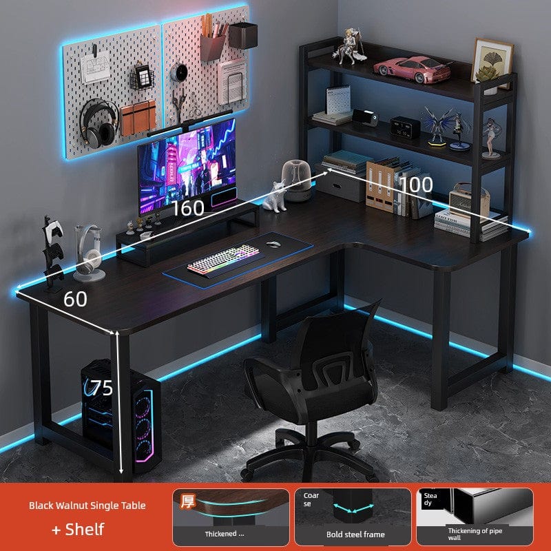Double Desktop Combination L - Shaped Bookshelf Corner Computer Desk - SHOWLU FASHION STORE