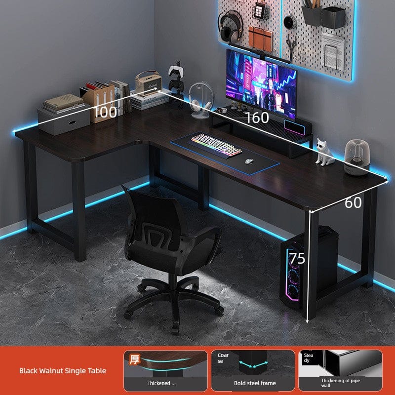 Double Desktop Combination L - Shaped Bookshelf Corner Computer Desk - SHOWLU FASHION STORE
