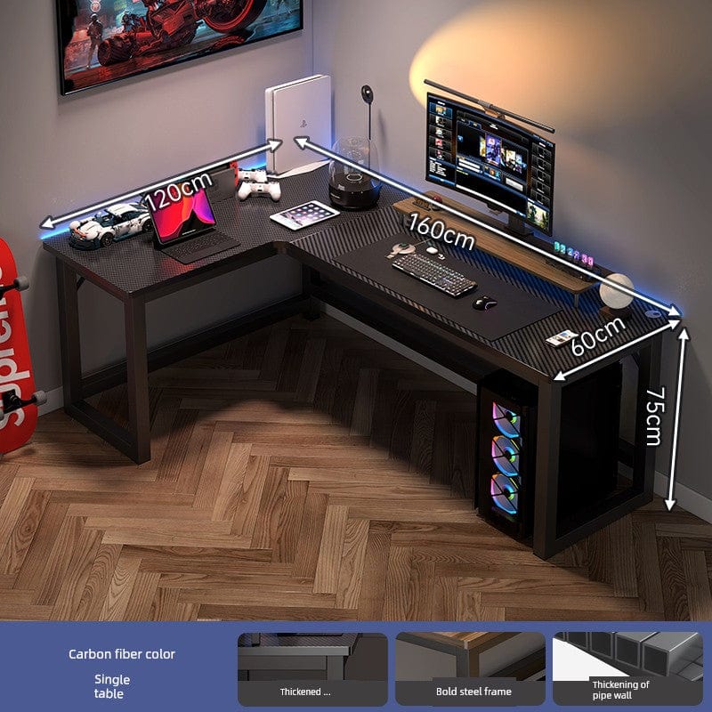 Double Desktop Combination L - Shaped Bookshelf Corner Computer Desk - SHOWLU FASHION STORE