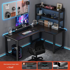 Double Desktop Combination L - Shaped Bookshelf Corner Computer Desk - SHOWLU FASHION STORE