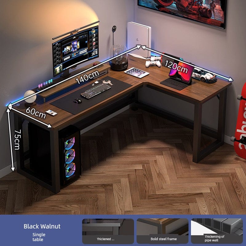 Double Desktop Combination L - Shaped Bookshelf Corner Computer Desk - SHOWLU FASHION STORE