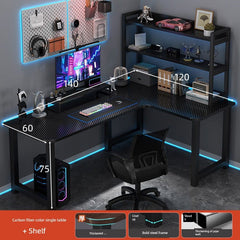Double Desktop Combination L - Shaped Bookshelf Corner Computer Desk - SHOWLU FASHION STORE