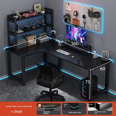 Double Desktop Combination L - Shaped Bookshelf Corner Computer Desk - SHOWLU FASHION STORE