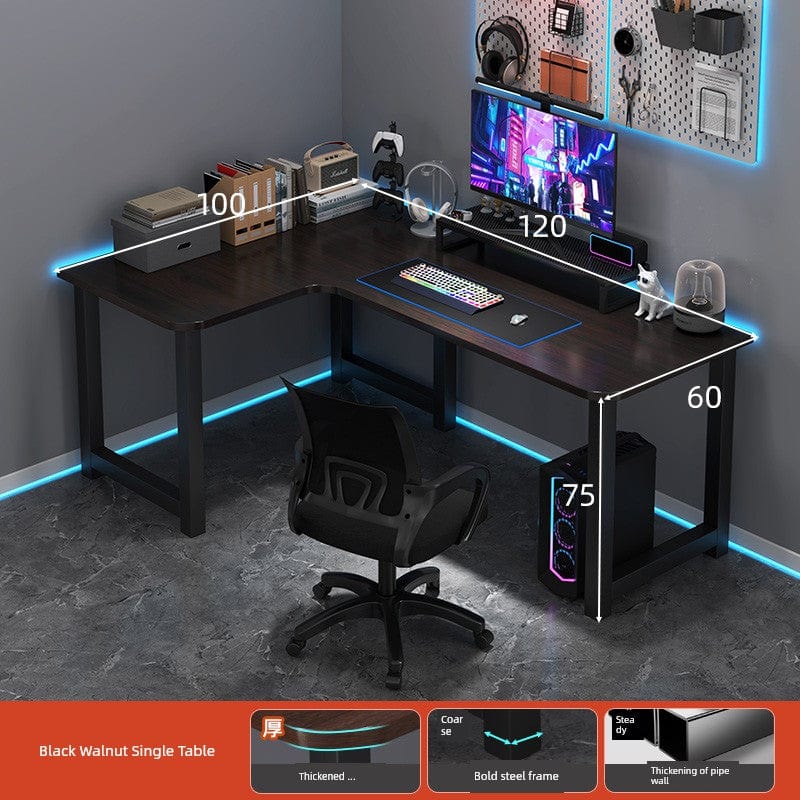 Double Desktop Combination L - Shaped Bookshelf Corner Computer Desk - SHOWLU FASHION STORE