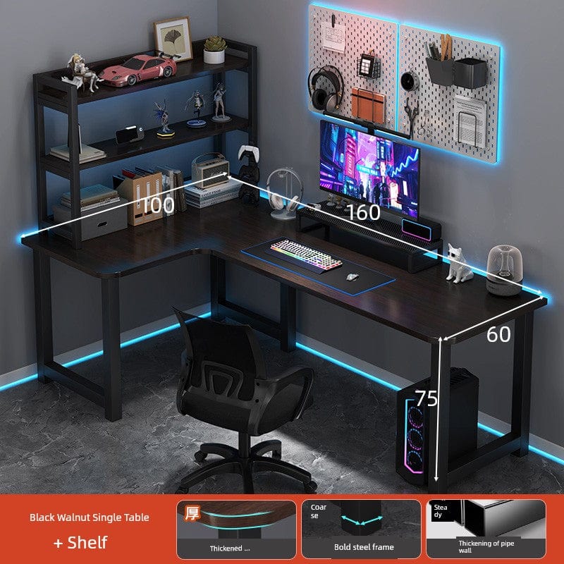 Double Desktop Combination L - Shaped Bookshelf Corner Computer Desk - SHOWLU FASHION STORE