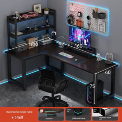 Double Desktop Combination L - Shaped Bookshelf Corner Computer Desk - SHOWLU FASHION STORE