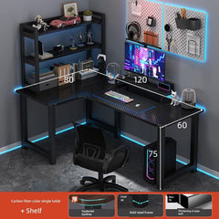 Double Desktop Combination L - Shaped Bookshelf Corner Computer Desk - SHOWLU FASHION STORE