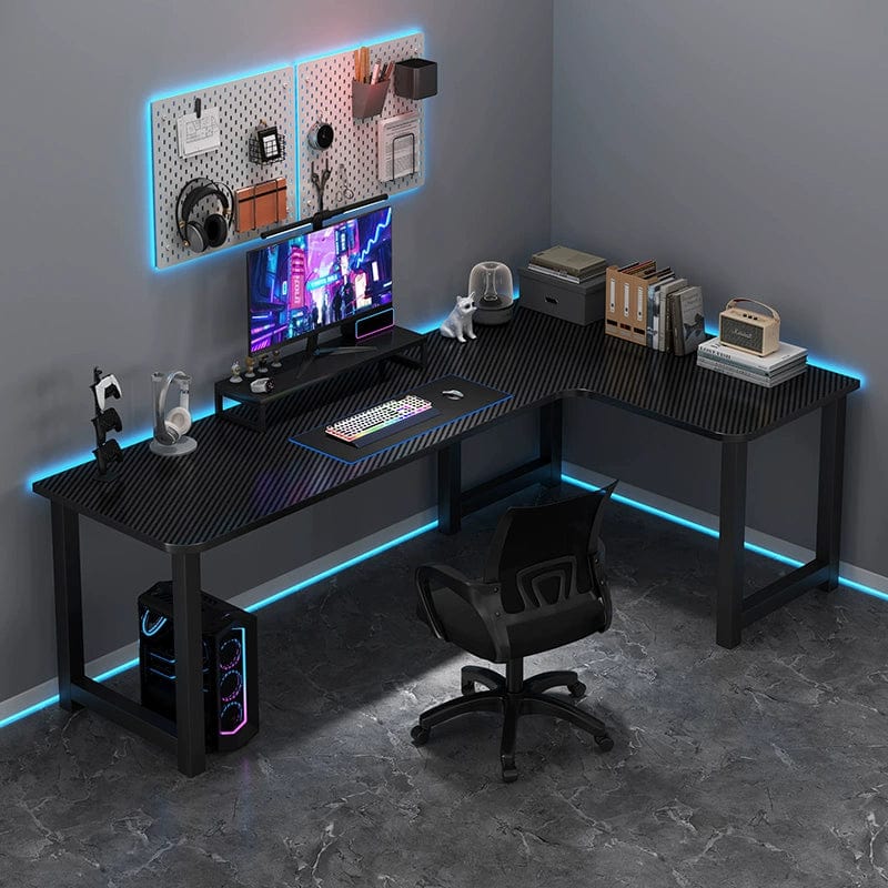 Double Desktop Combination L - Shaped Bookshelf Corner Computer Desk - SHOWLU FASHION STORE