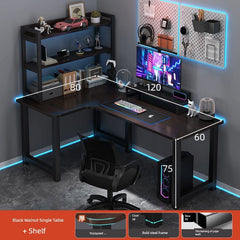 Double Desktop Combination L - Shaped Bookshelf Corner Computer Desk - SHOWLU FASHION STORE