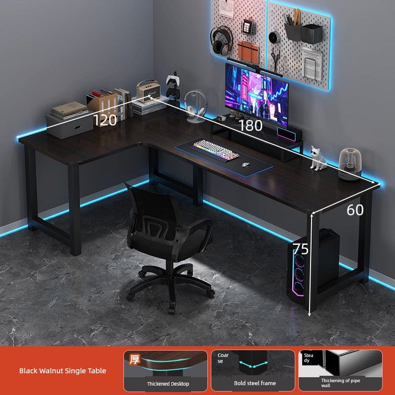Double Desktop Combination L - Shaped Bookshelf Corner Computer Desk - SHOWLU FASHION STORE