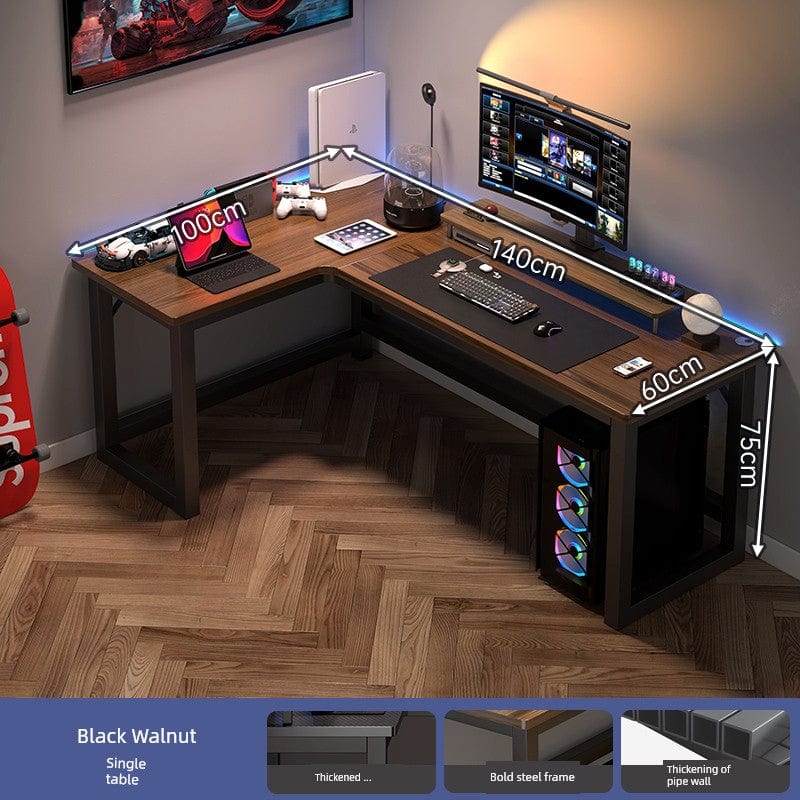 Double Desktop Combination L - Shaped Bookshelf Corner Computer Desk - SHOWLU FASHION STORE