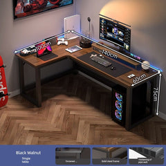 Double Desktop Combination L - Shaped Bookshelf Corner Computer Desk - SHOWLU FASHION STORE