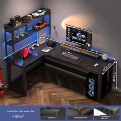 Double Desktop Combination L - Shaped Bookshelf Corner Computer Desk - SHOWLU FASHION STORE