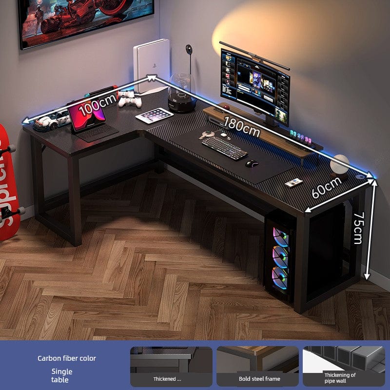 Double Desktop Combination L - Shaped Bookshelf Corner Computer Desk - SHOWLU FASHION STORE