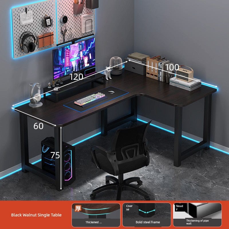 Double Desktop Combination L - Shaped Bookshelf Corner Computer Desk - SHOWLU FASHION STORE