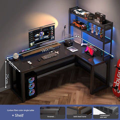Double Desktop Combination L - Shaped Bookshelf Corner Computer Desk - SHOWLU FASHION STORE