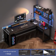 Double Desktop Combination L - Shaped Bookshelf Corner Computer Desk - SHOWLU FASHION STORE