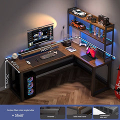 Double Desktop Combination L - Shaped Bookshelf Corner Computer Desk - SHOWLU FASHION STORE
