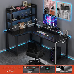 Double Desktop Combination L - Shaped Bookshelf Corner Computer Desk - SHOWLU FASHION STORE
