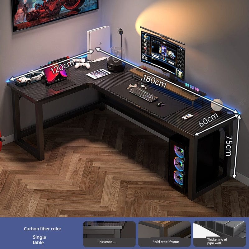 Double Desktop Combination L - Shaped Bookshelf Corner Computer Desk - SHOWLU FASHION STORE