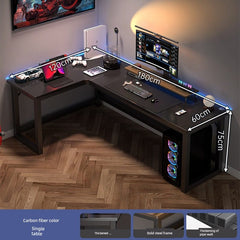 Double Desktop Combination L - Shaped Bookshelf Corner Computer Desk - SHOWLU FASHION STORE