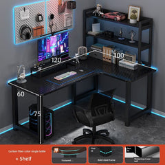 Double Desktop Combination L - Shaped Bookshelf Corner Computer Desk - SHOWLU FASHION STORE