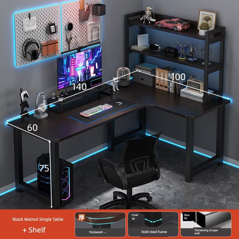 Double Desktop Combination L - Shaped Bookshelf Corner Computer Desk - SHOWLU FASHION STORE