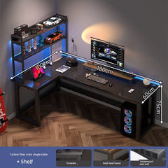 Double Desktop Combination L - Shaped Bookshelf Corner Computer Desk - SHOWLU FASHION STORE