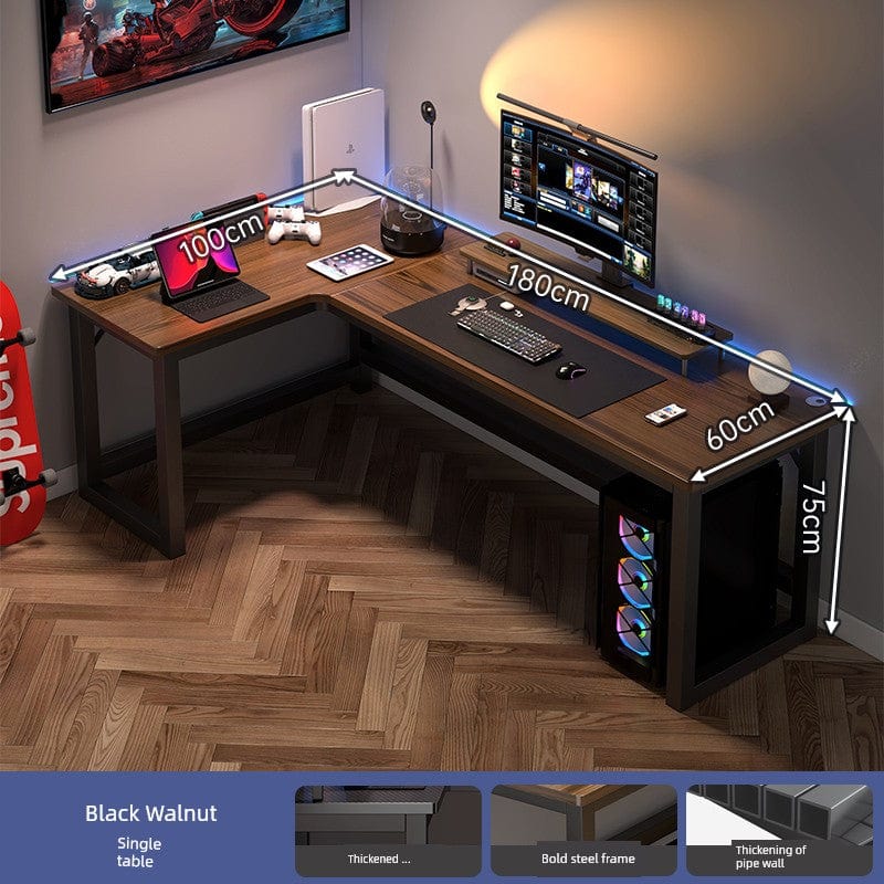 Double Desktop Combination L - Shaped Bookshelf Corner Computer Desk - SHOWLU FASHION STORE