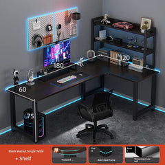 Double Desktop Combination L - Shaped Bookshelf Corner Computer Desk - SHOWLU FASHION STORE