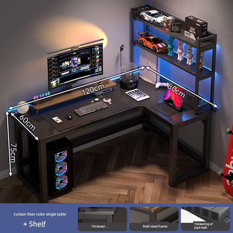 Double Desktop Combination L - Shaped Bookshelf Corner Computer Desk - SHOWLU FASHION STORE