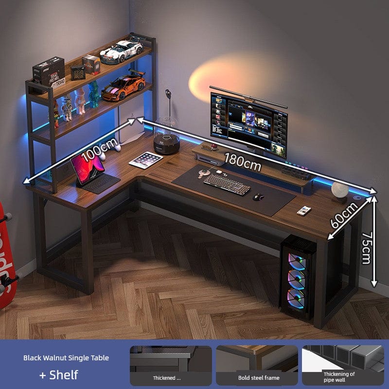 Double Desktop Combination L - Shaped Bookshelf Corner Computer Desk - SHOWLU FASHION STORE