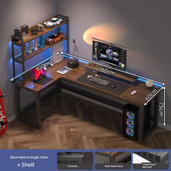 Double Desktop Combination L - Shaped Bookshelf Corner Computer Desk - SHOWLU FASHION STORE