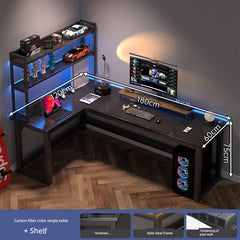 Double Desktop Combination L - Shaped Bookshelf Corner Computer Desk - SHOWLU FASHION STORE