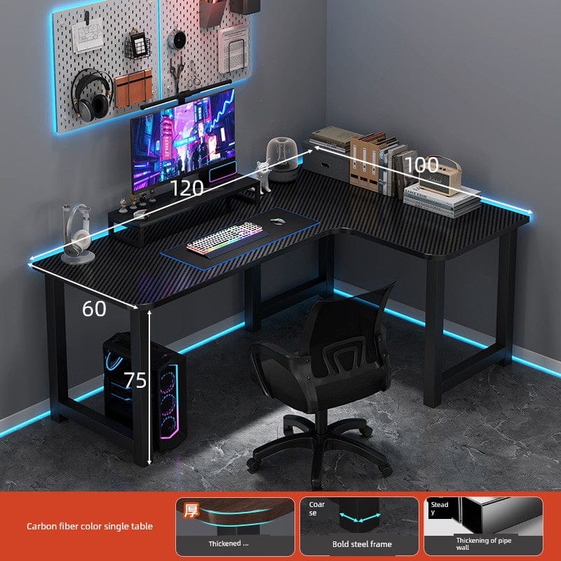 Double Desktop Combination L - Shaped Bookshelf Corner Computer Desk - SHOWLU FASHION STORE