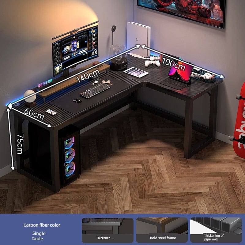 Double Desktop Combination L - Shaped Bookshelf Corner Computer Desk - SHOWLU FASHION STORE