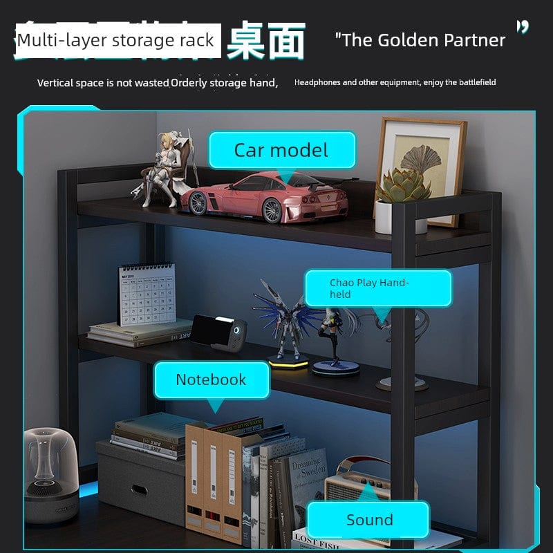 Double Desktop Combination L - Shaped Bookshelf Corner Computer Desk - SHOWLU FASHION STORE