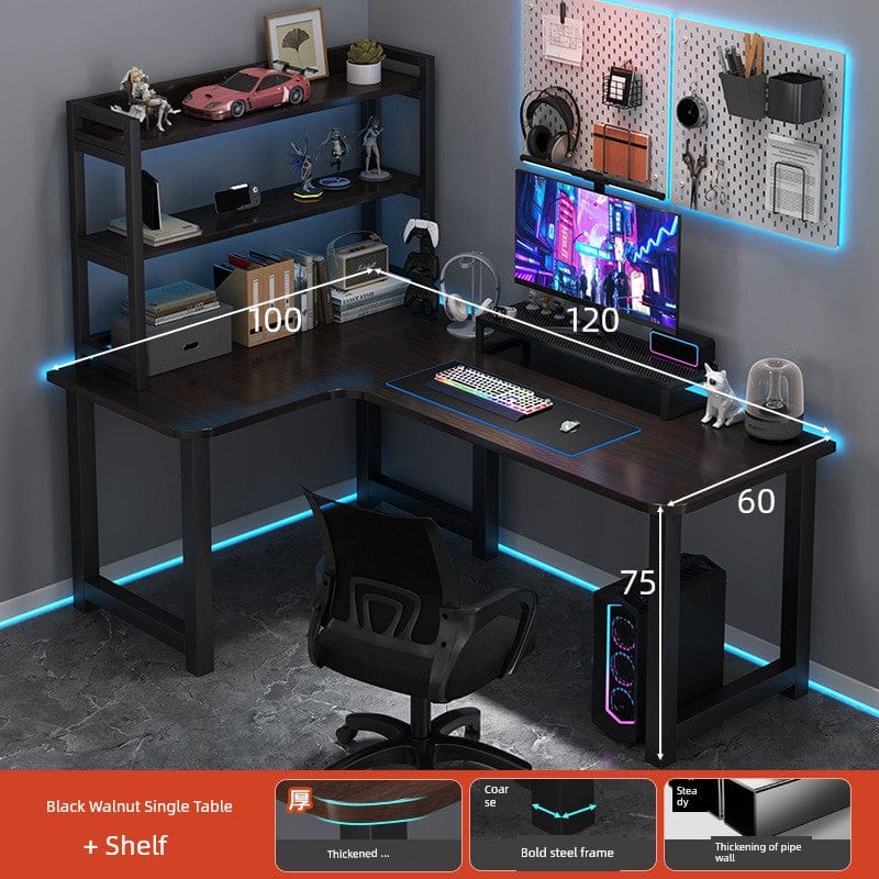 Double Desktop Combination L - Shaped Bookshelf Corner Computer Desk - SHOWLU FASHION STORE