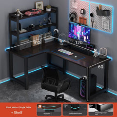 Double Desktop Combination L - Shaped Bookshelf Corner Computer Desk - SHOWLU FASHION STORE