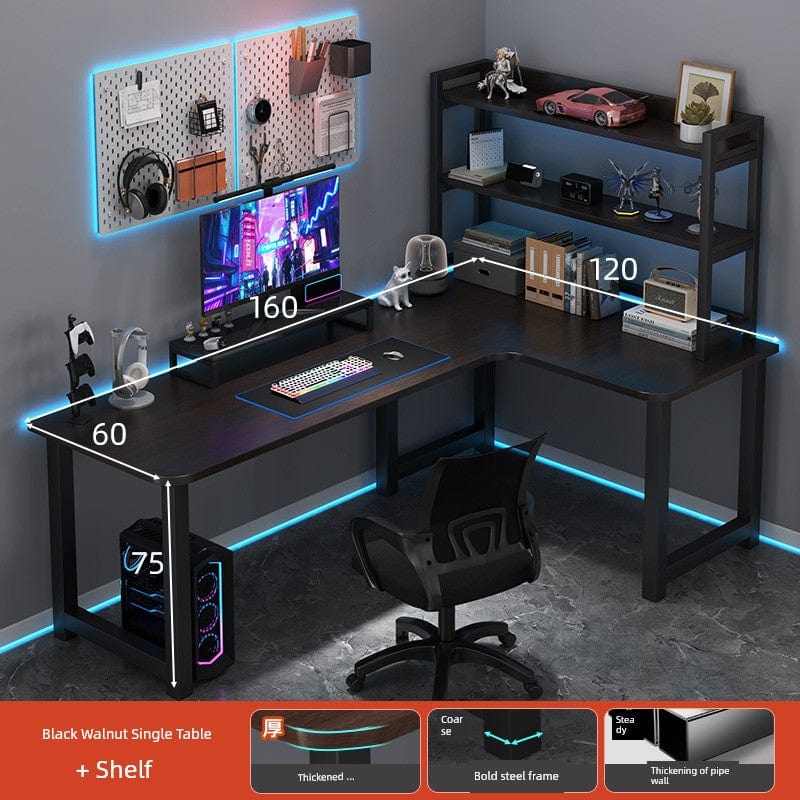 Double Desktop Combination L - Shaped Bookshelf Corner Computer Desk - SHOWLU FASHION STORE