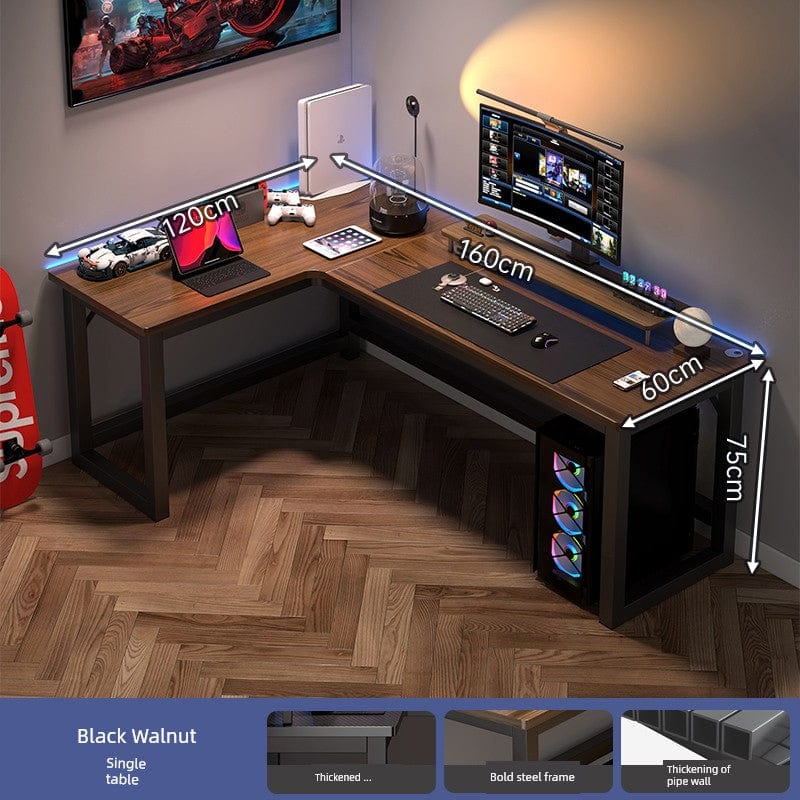 Double Desktop Combination L - Shaped Bookshelf Corner Computer Desk - SHOWLU FASHION STORE