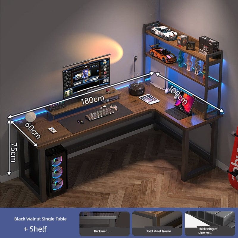 Double Desktop Combination L - Shaped Bookshelf Corner Computer Desk - SHOWLU FASHION STORE
