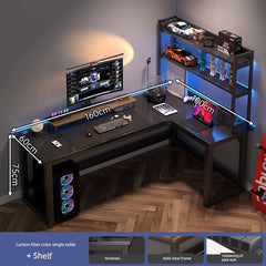 Double Desktop Combination L - Shaped Bookshelf Corner Computer Desk - SHOWLU FASHION STORE