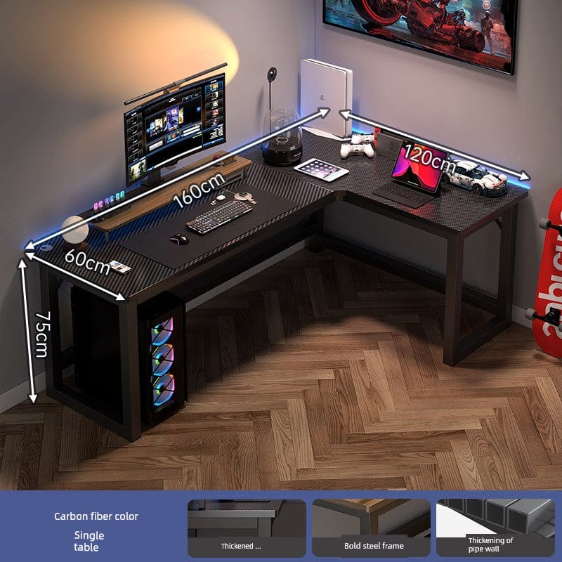 Double Desktop Combination L - Shaped Bookshelf Corner Computer Desk - SHOWLU FASHION STORE