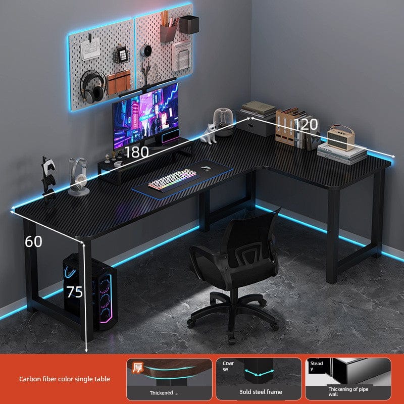 Double Desktop Combination L - Shaped Bookshelf Corner Computer Desk - SHOWLU FASHION STORE